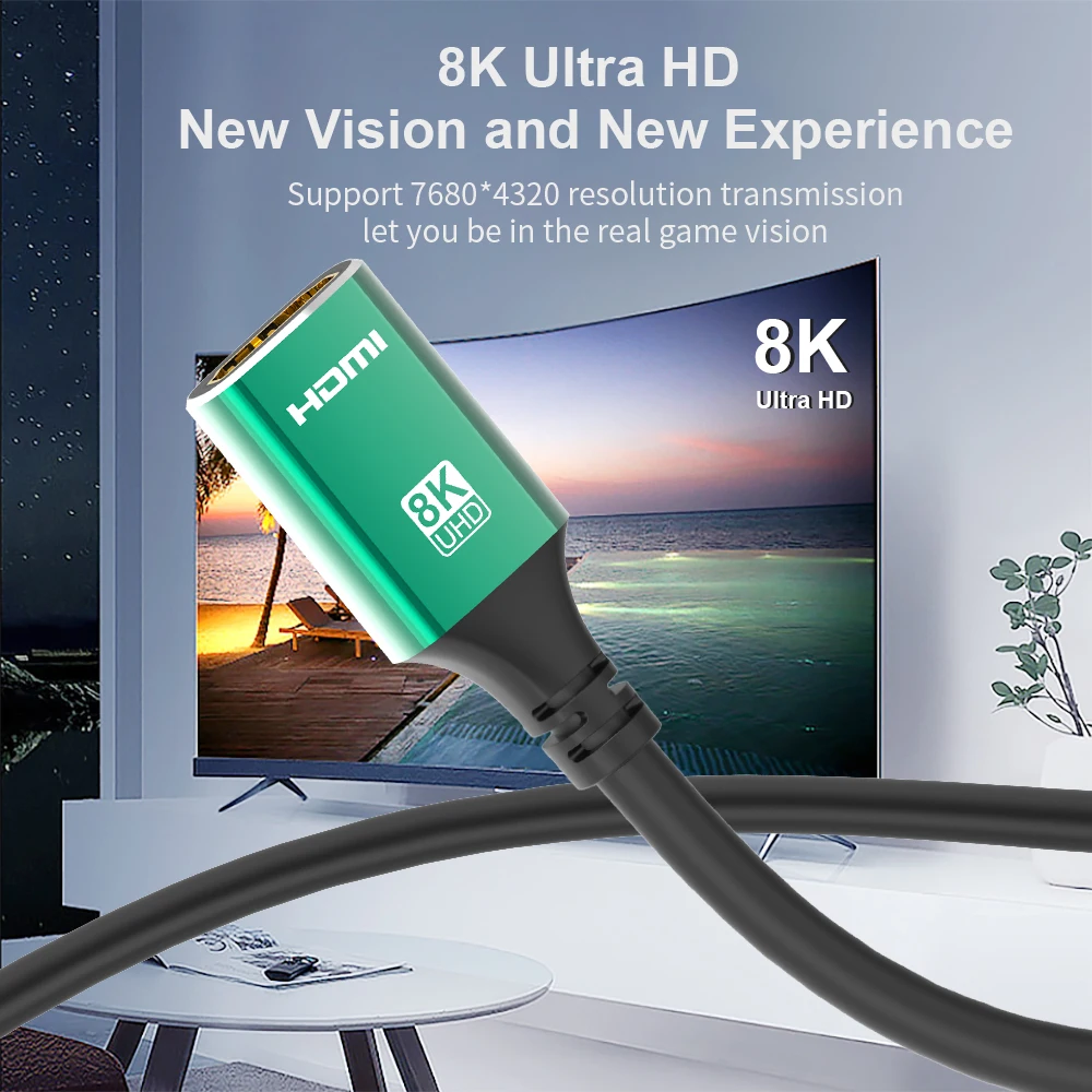 8K HDMI Extension Cable HDMI2.1 8K@60Hz 4K@120Hz Extender Male to Female for Nintendo Switch Xbox One S 360 PS5 PS4 HDTV Laptop |