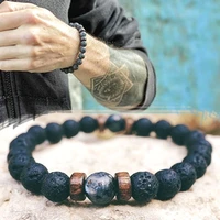 trendy mens beaded bracelet natural lava stone wood chakra diffuser bangle 12 constellations jewelry punk bracelets for women