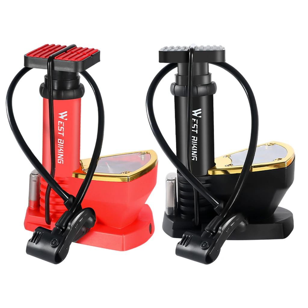 Bicycle Pump Portable Aluminum Foot Pumps MTB Cycling Air Pressure Gauge Inflator 140Psi Pedal Bike | Спорт и развлечения