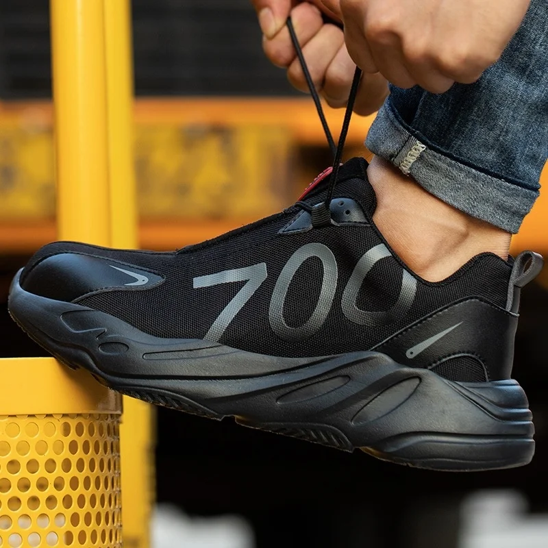 

2021 Men Safety Shoe Man Lightweight Work Security Boots For Men Indestructible Steel Toe Cap Protective Sneakers Hiking Boots
