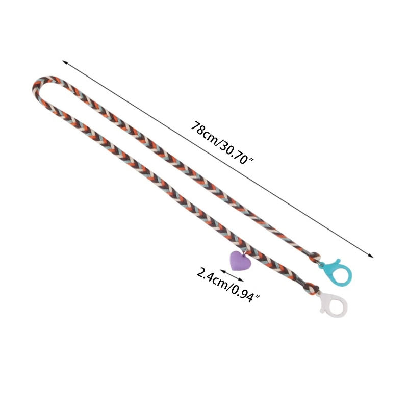 

Kids Adult Candy Colorful Face Mask Holder Lanyard Weave Strap Cute Heart Pendant Eyeglass Anti-Lost Rope with Clips