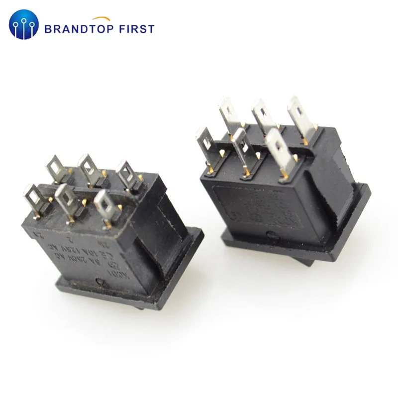 AC 6 a/250 V 10 A/125 V 6 Pin 21*15mm 2 положения 3 положения лодка кулисный переключатель вкл. Выкл. Переключатель KCD1 черный 21x15mm