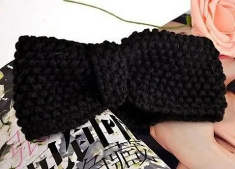 Женская вязаная повязка на голову с узлом модная однотонная крючком тюрбан