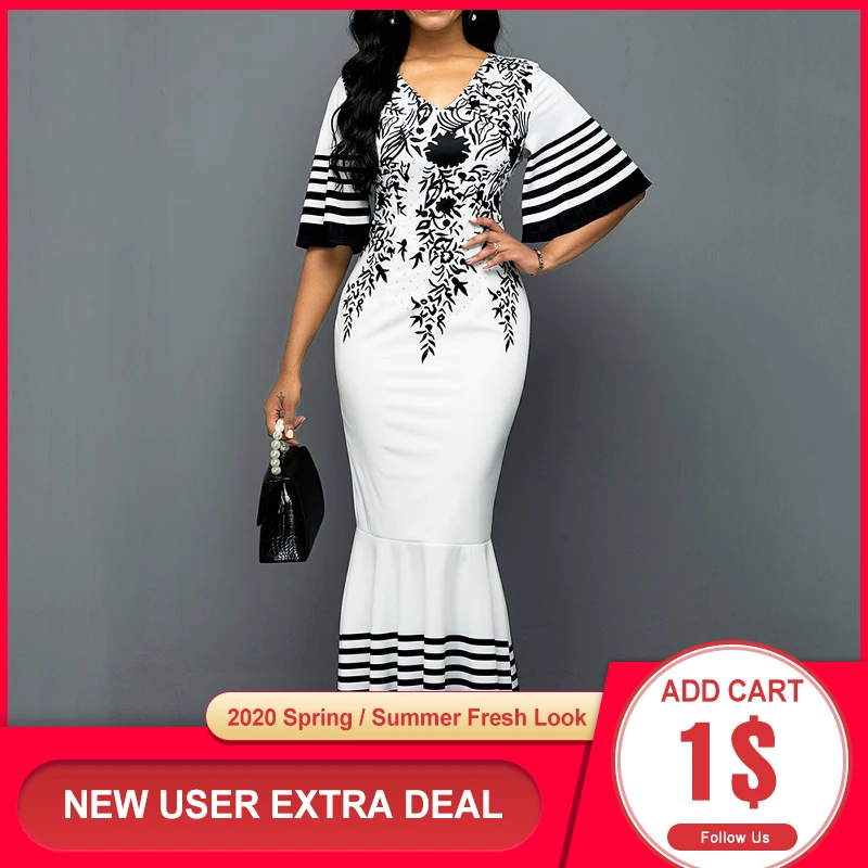 Белое Женское платье русалки в африканском стиле лето 2020 Длинные Платья с
