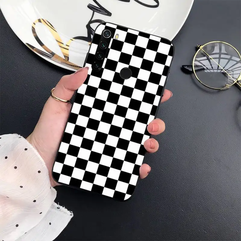 

Black white checkered angel fire Phone Case For Xiaomi mi 9 9t 10 redmi 9 9a 8 8a note 10 9 9s 8 8t 7 pro max funda