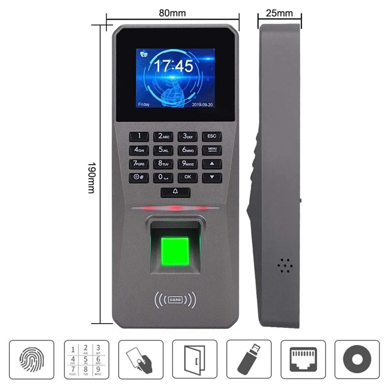 2.4Inch TCP/IP/USB Biometric RFID Keypad Fingerprint Access Control System Electronic Time Clock Attendance Machine |