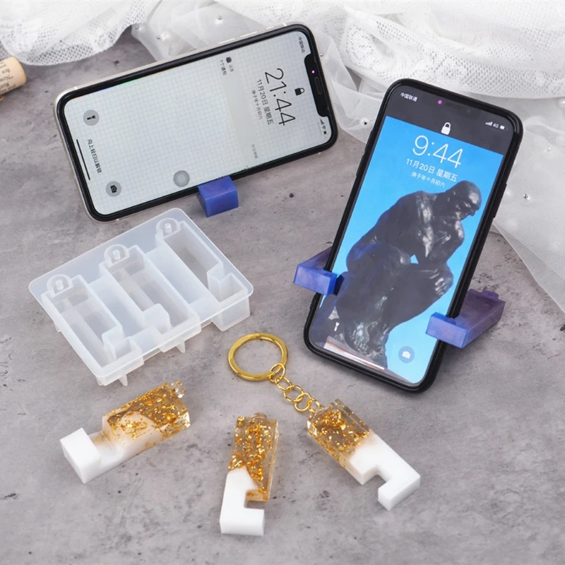 

Protable Mobile Phone Stand Silicone Resin Mold Phone Holder Keychain Mold Tool K3ND