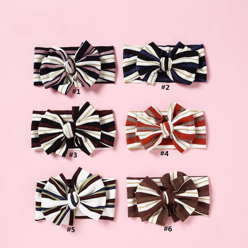 

Korean Fashion Children Hair Accessories For Girls Headband Stripe Bows Hair Bands For Baby Headwrap Baby Multicolor Trends 2021
