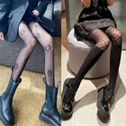 Поддельные сетчатые чулки, сексуальные женские чулки выше колена в стиле пэчворк, черные прозрачные колготки с рисунком в горошек, соблазнительные колготки