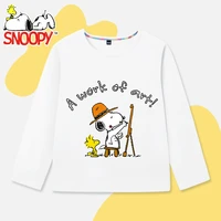 snoopy kids boys long sleeve t shirt pure cotton autumn middle and children white sports childrens long sleeve t shirt