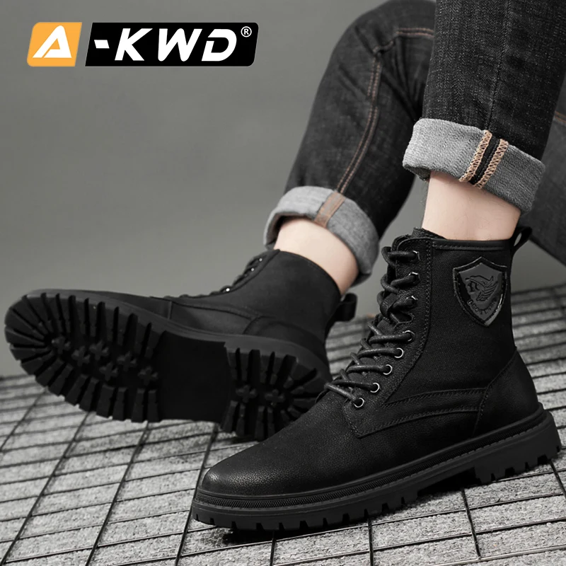 Мужские ботинки из натуральной кожи зимние теплые модные мужские Montante Homme новые