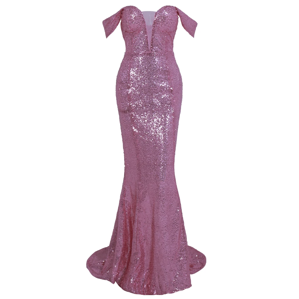 Yesexy 2021 сексуальные с открытыми плечами Блестки без бретелек женские макси платья