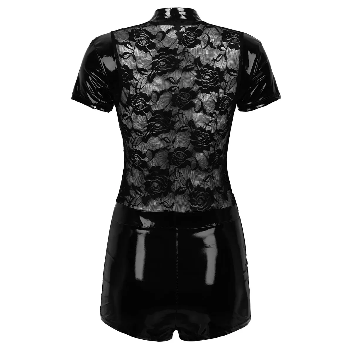 Iiniim Женская Дамская одежда Wetlook нижнее белье для вечеринок Клубная одежда Цветочное кружевное прозрачное трико пижама в виде боди