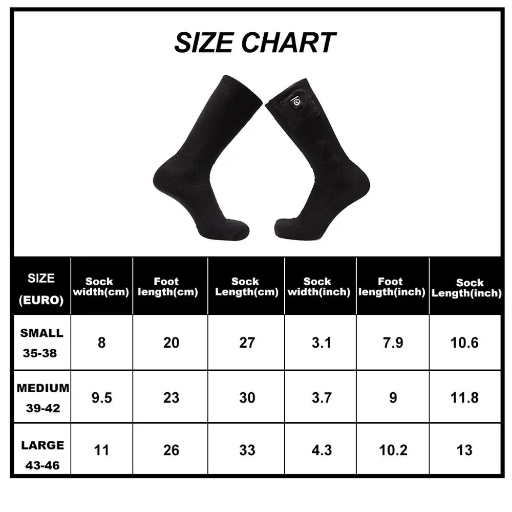 Теплые носки с интеллектуальным нагревом зимние аккумулятором теплые для спорта