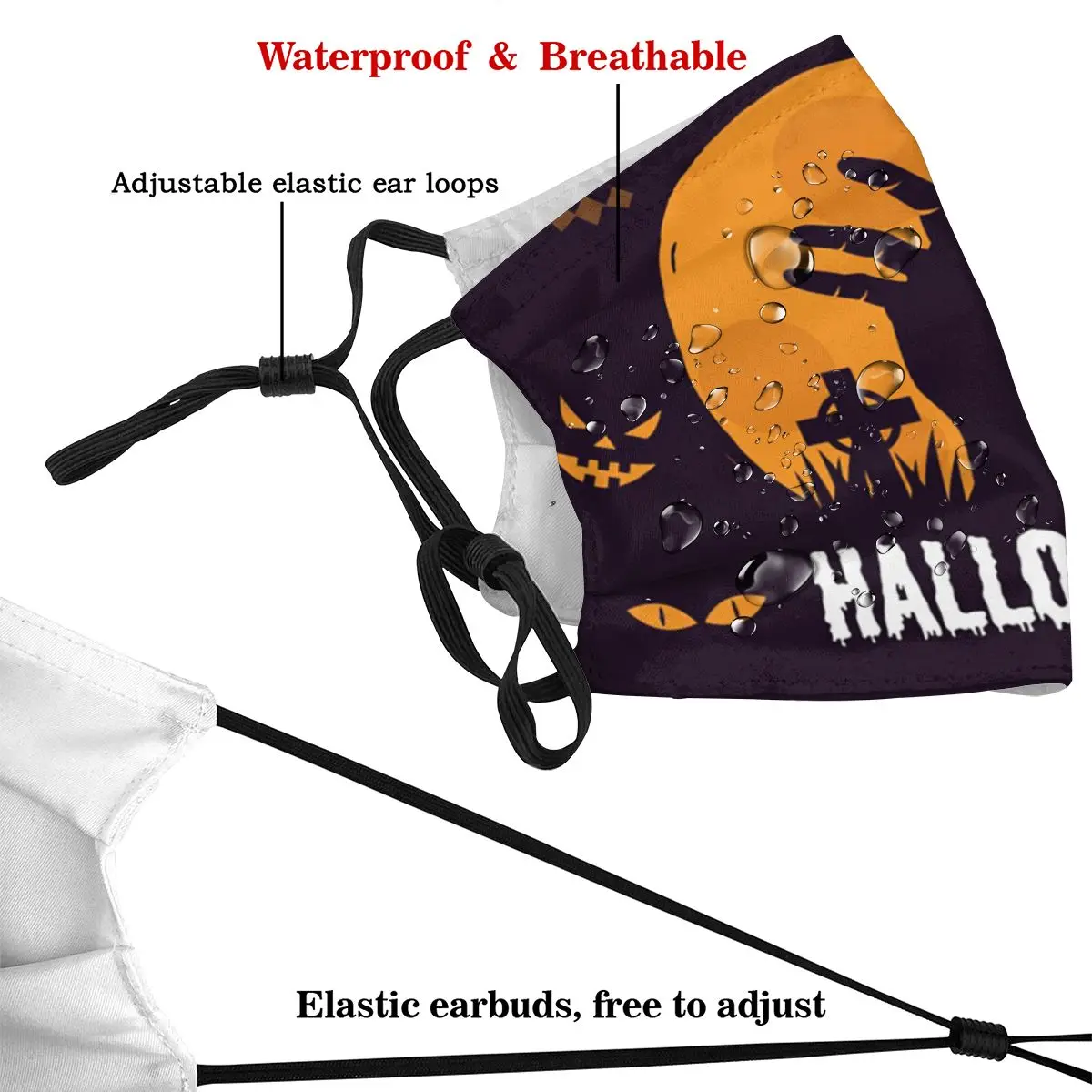 

Dust Mask with Filter Halloween Terrible Hand Mouth Face Mask for Adult Kids Anti Washable Reusable Pollution