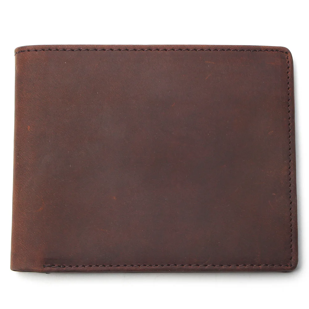 Кожаный мужской кошелек Crazy Horse с отделением для карт тисненый узор импортный