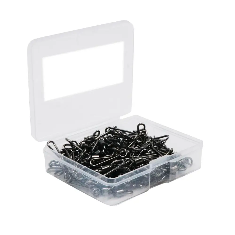 50-100pcs/box Fishing Swivels Connector 4#-12# Interlock Pin Snap Rolling Swivel For Fishhook Lure Carp Fish Snap Accessories