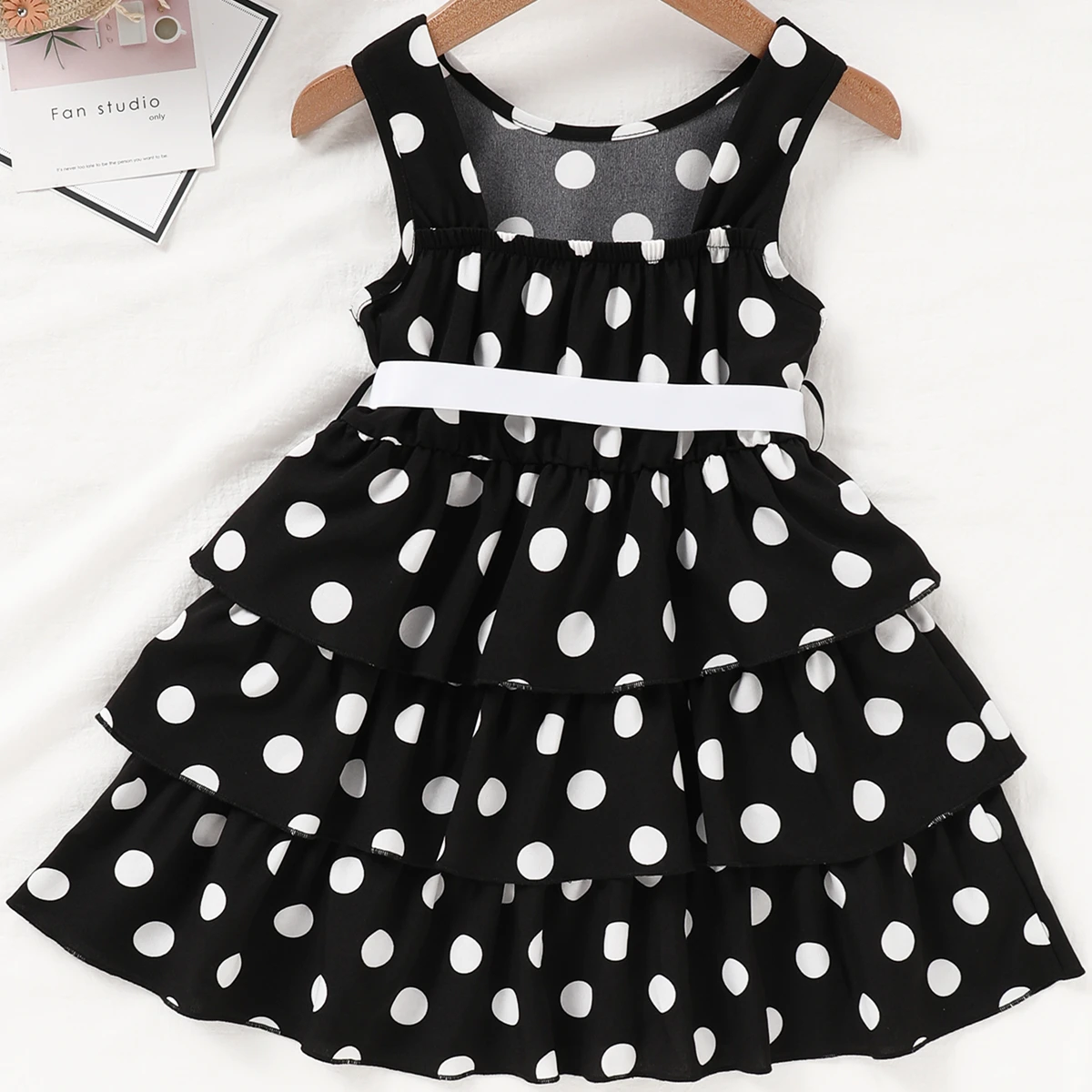

Micol Emilly 2-7 Years Girls Dress Polka dot Dress Black Advanced Girls Dress Bow Ribbon Belt Girls Clothes for Birthday Party