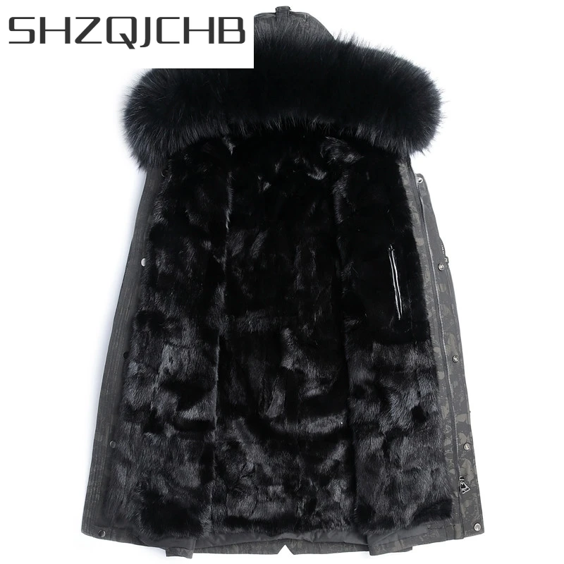 

JCHB 2021 Fur Coat Men Real Real Mink Fur Coat Korean Raccoon Fur Collar Winter Jacket Men Real Fur Parka Plus Size Casaco SW91