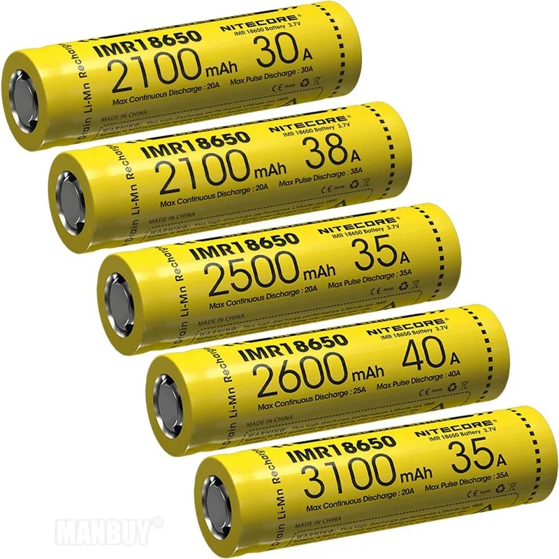 Аккумуляторная батарея NITECORE Power IMR18650 2600 мА/ч 40A 3 7 В литий ионная защита высокая