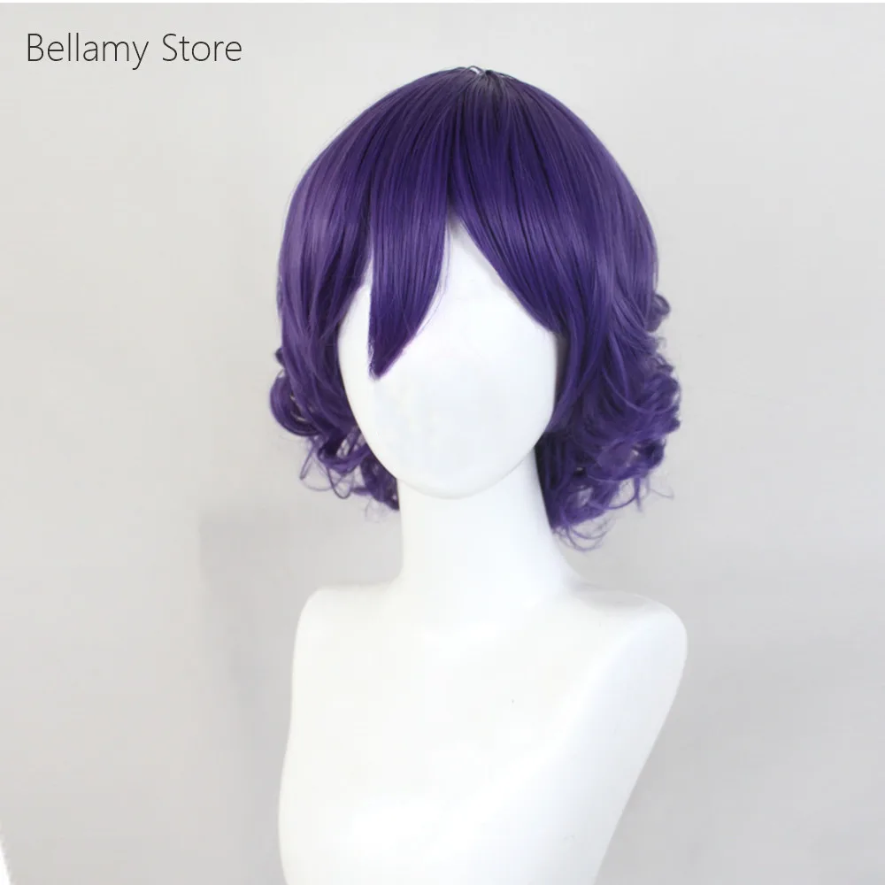 Парик для косплея восточного проекта COS Yasaka Канако фиолетовые короткие вьющиеся