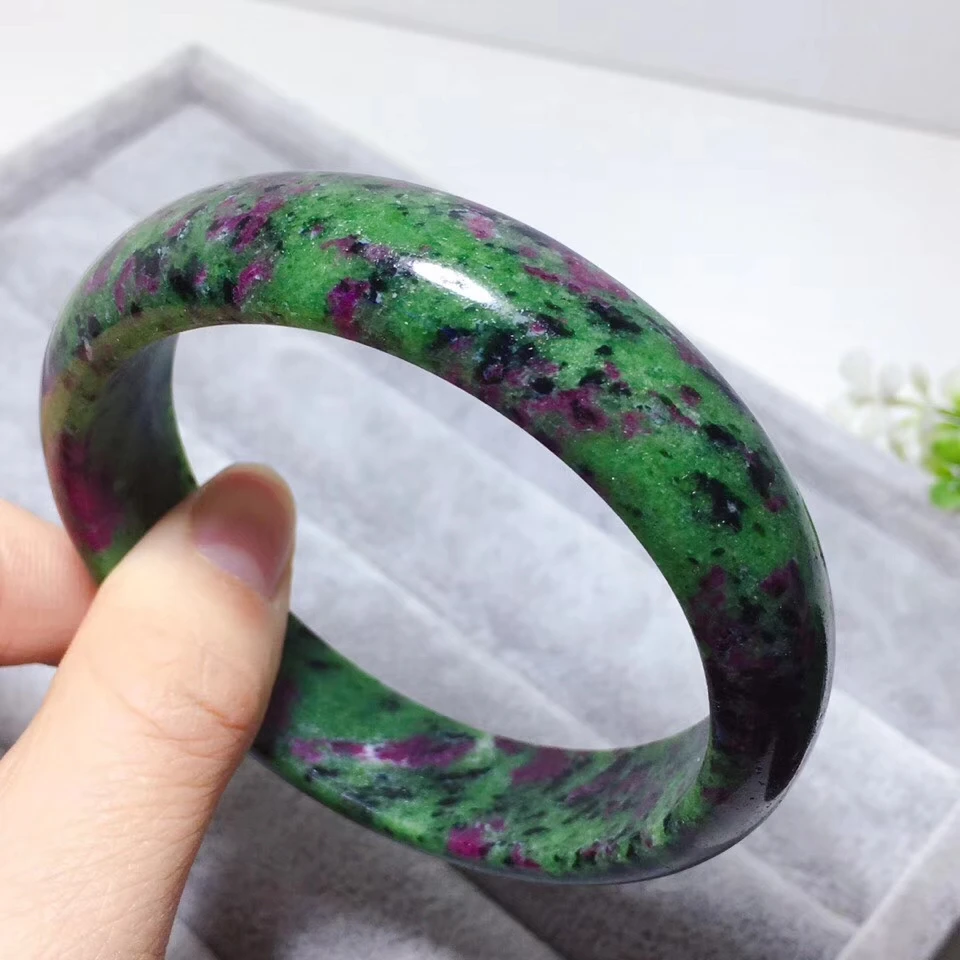 Настоящий натуральный рубин Zoisite красный зеленый женский браслет 62 мм