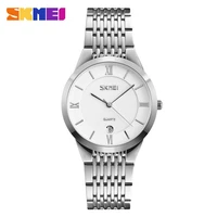 skmei quartz couple watches simple 304 stainless steel strap lover series wrist watch with date men women clocks gift horloges