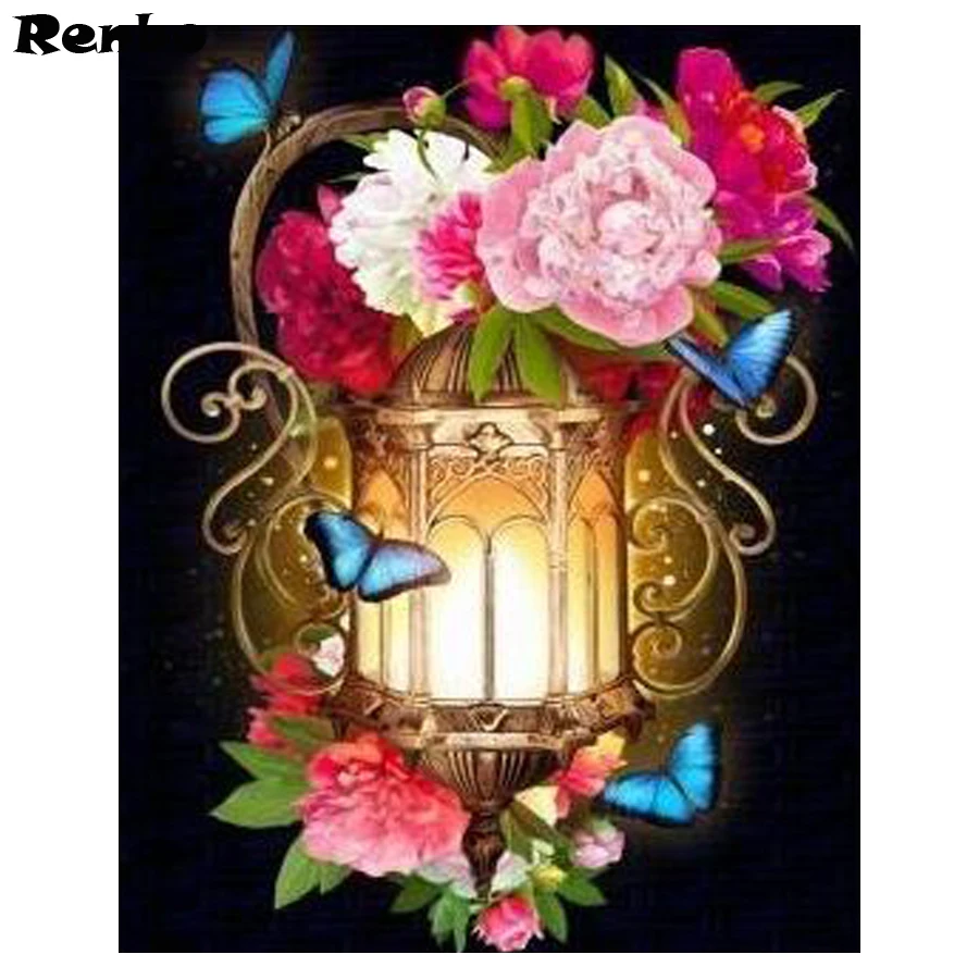 Полностью круглая Алмазная 5D картина сделай сам цветок светильник лая вышивка