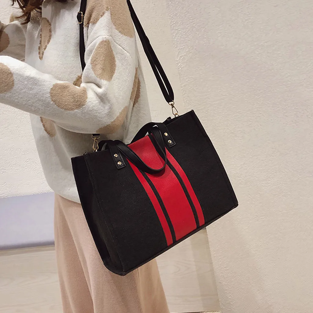 

High Capacity Women Handbag Fashion Girls Canvas Color Matching Retro Wild Shoulder Bag Ladies Handbags Purse 2020 Hot Sale Bags