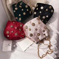 2021 new womens shoulder bags bucket bag elegant velvet handbag tote crossbody bag with golden chain shoulder strap