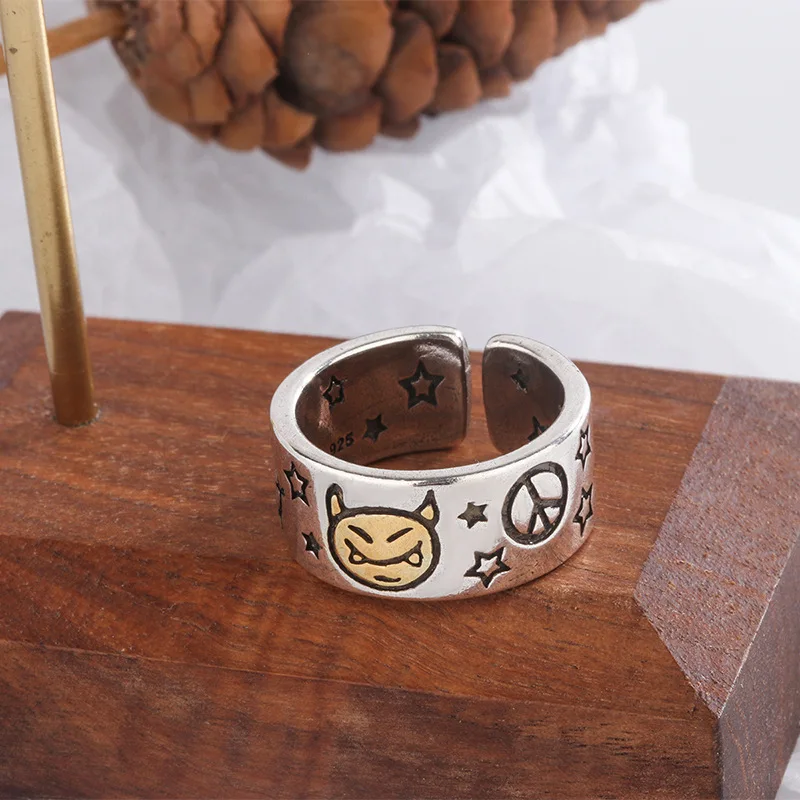 Стиль Новинка В стиле ретро Модные золотые дьявол кольцо открытие