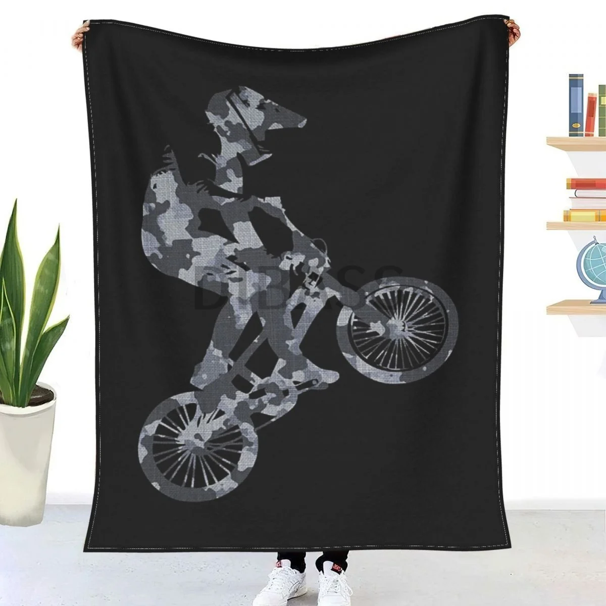 

BMX Camouflage Grey Comforter 3D Printed Flannel Throw Blanket