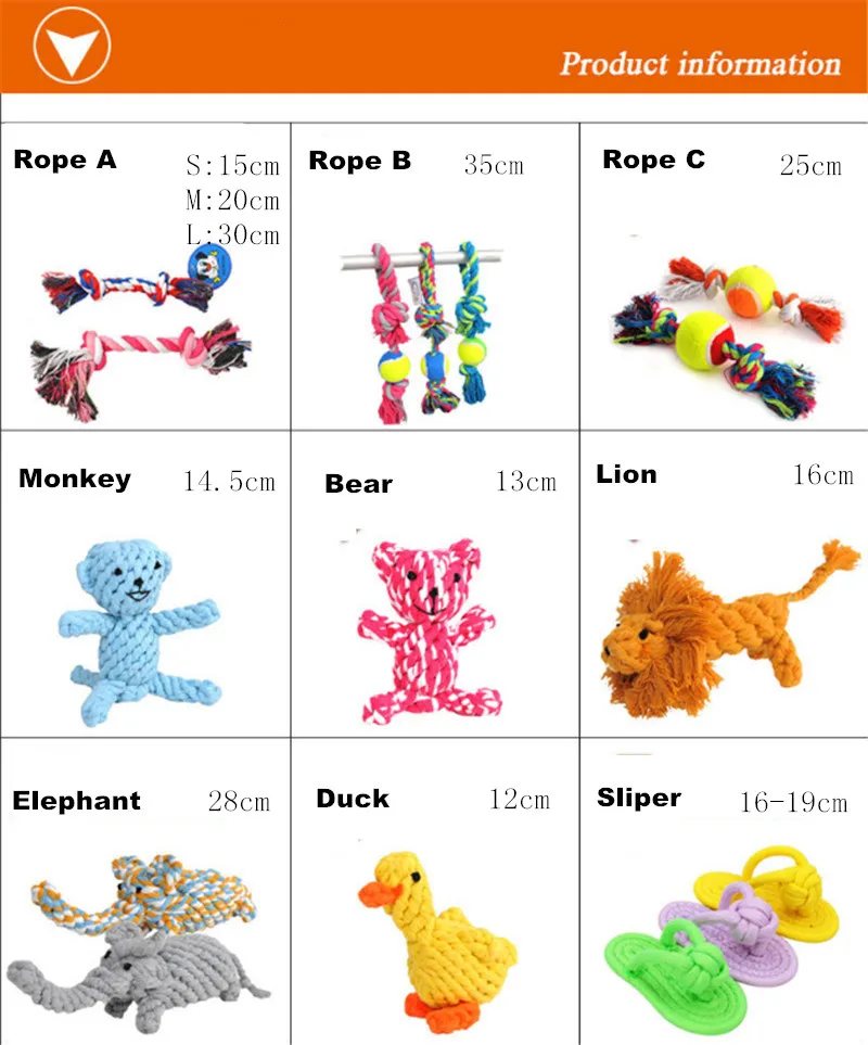 Игрушечная собачья веревка цветная тканая хлопковая жевательная игрушка для