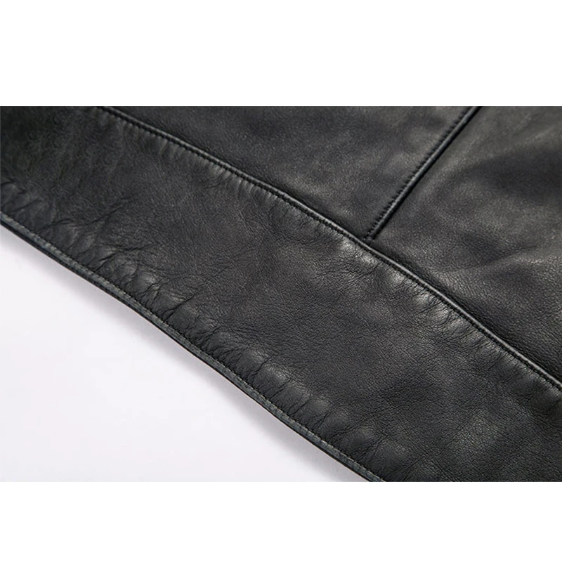 

Men's Genuine Leather Jacket Vintage Motorcycle clothing Beckham Same Style Cowhide Stand Collar Zipper Autumn Winter Coat