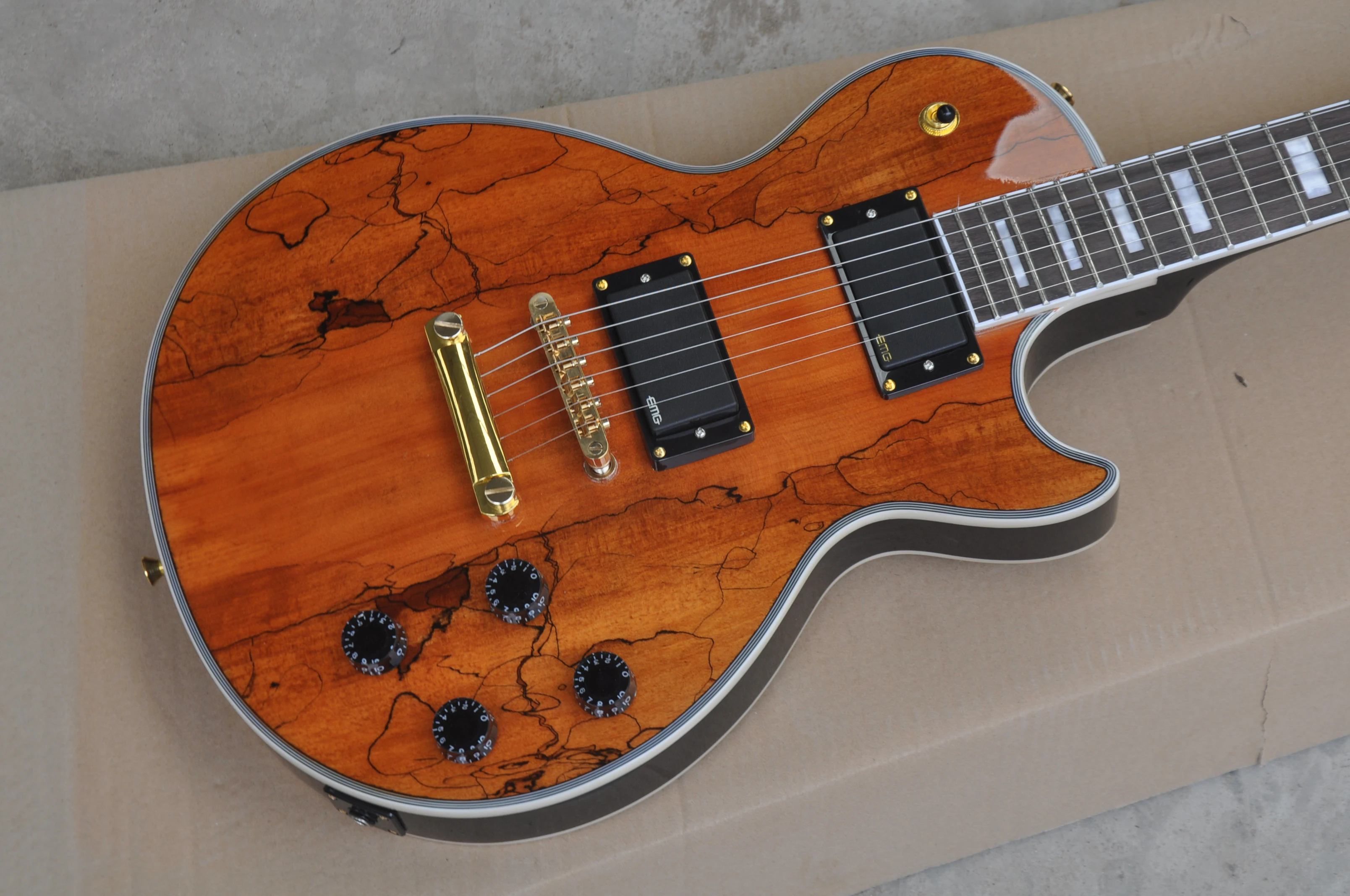

New style custom Electric Guitar Mahogany body guitar decaying wood guitar, gold hardware log color guitar 62