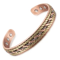 vinterly energy magnetic bracelet copper twisted wide bracelet for women adjustable open cuff copper bracelets bangles men