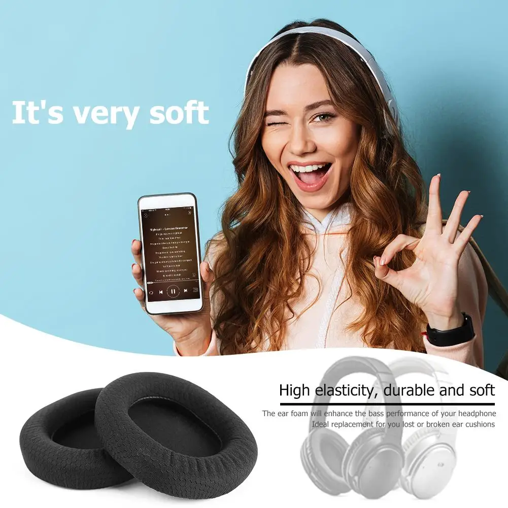 Сменные тканевые амбушюры 1 пара черные для стальных наушников серии Arctis 3 5 7