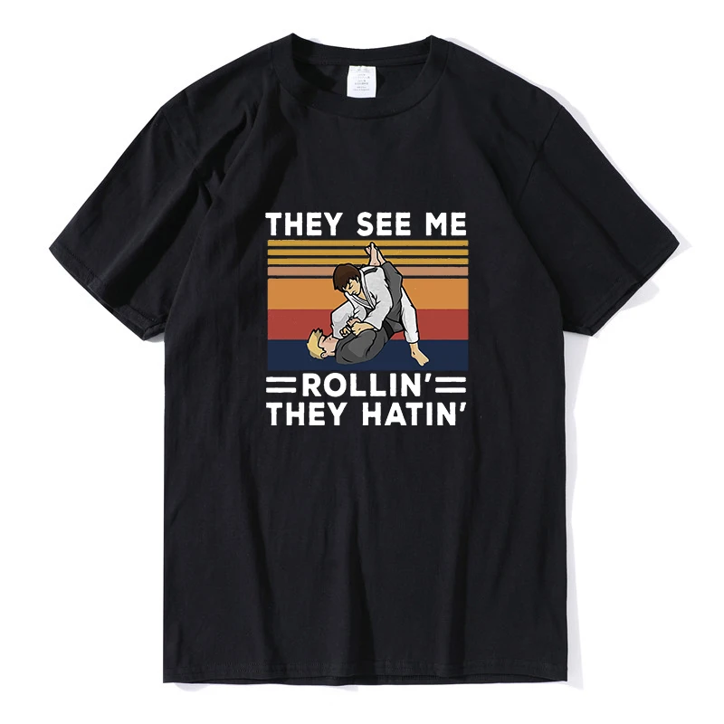 

Taekwondo They See Me Rollin' They Hatin' Martial Arts Vintage Funny Men's Shirt Short Sleeve Funny Unisex streetwear tee tops