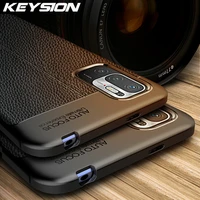 keysion shockproof case for xiaomi poco m3 pro 5g x3 gt f3 leather texture silicone phone cover for redmi note 10 5g pro max 10s