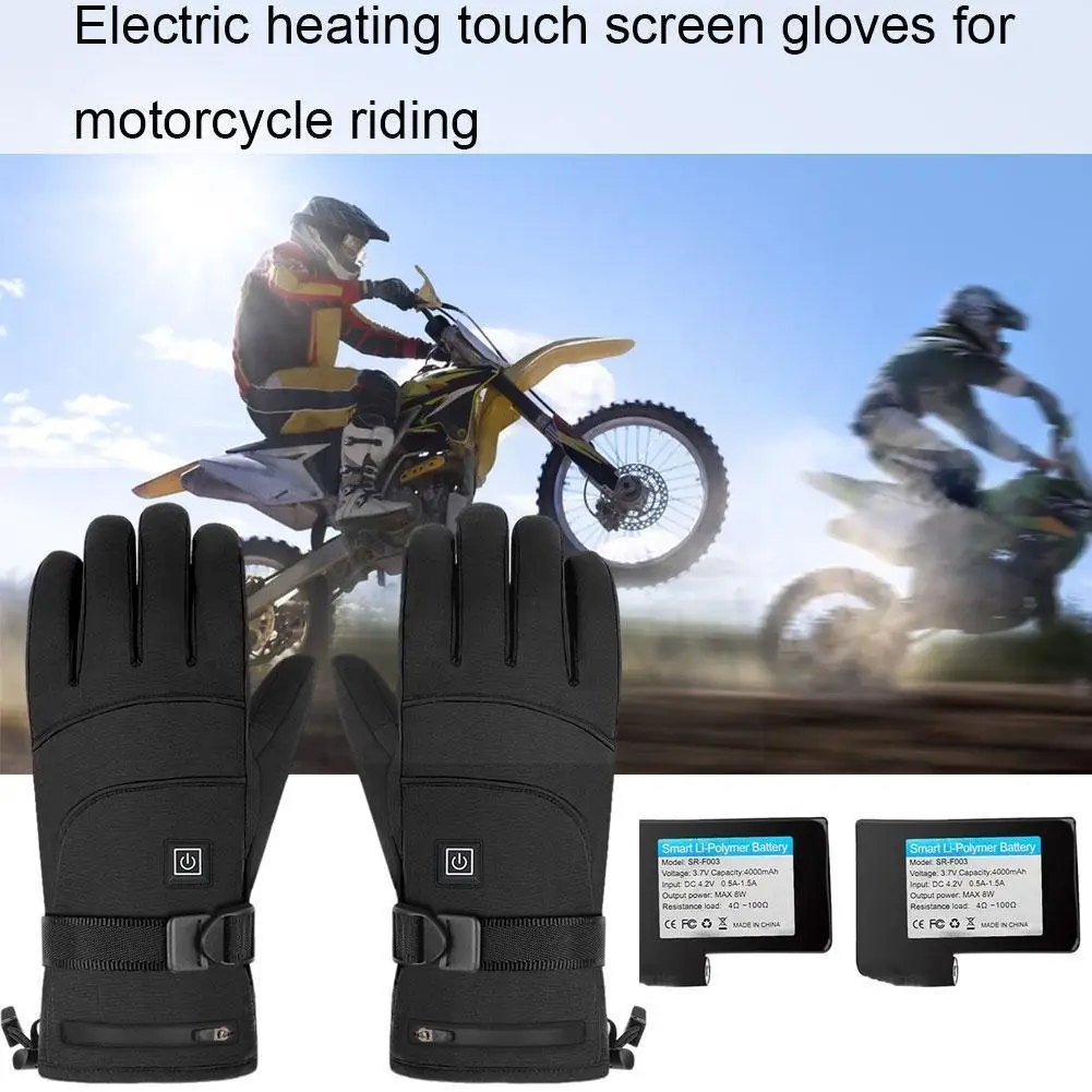 

Winter Warm Riding Gloves Electric Heating Screen Ski Cold Battery Motorcycle Heated Gloves Windproof Gloves Waterproof N5R5