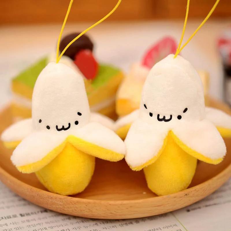

6cm Peeled Banana Plush Doll For Children Cartoon Cute Stuffed Toy Yellow Banana Smile Face Cute Pendant Plush Toys For Baby