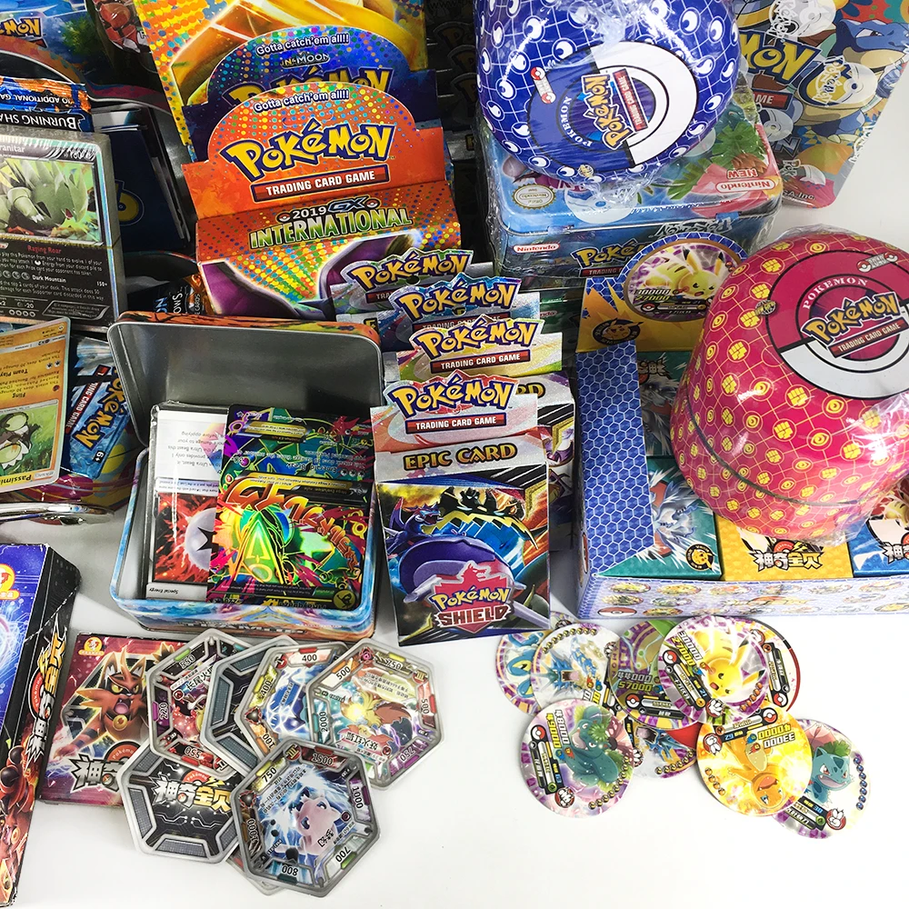

Pokemon Cards Cover Flash Card 3D Version SUN&MOON Portable Iron Box Card Collectible Gift Children Toy