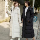 Женская зимняя длинная парка на пуговицах