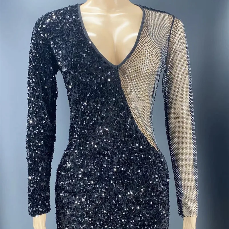 

Women's Dress Party Sexy Black Elegant Bodycon Evening Birthday Cocktail Prom Hollow Out Bar Dance Team Female Singer Performanc
