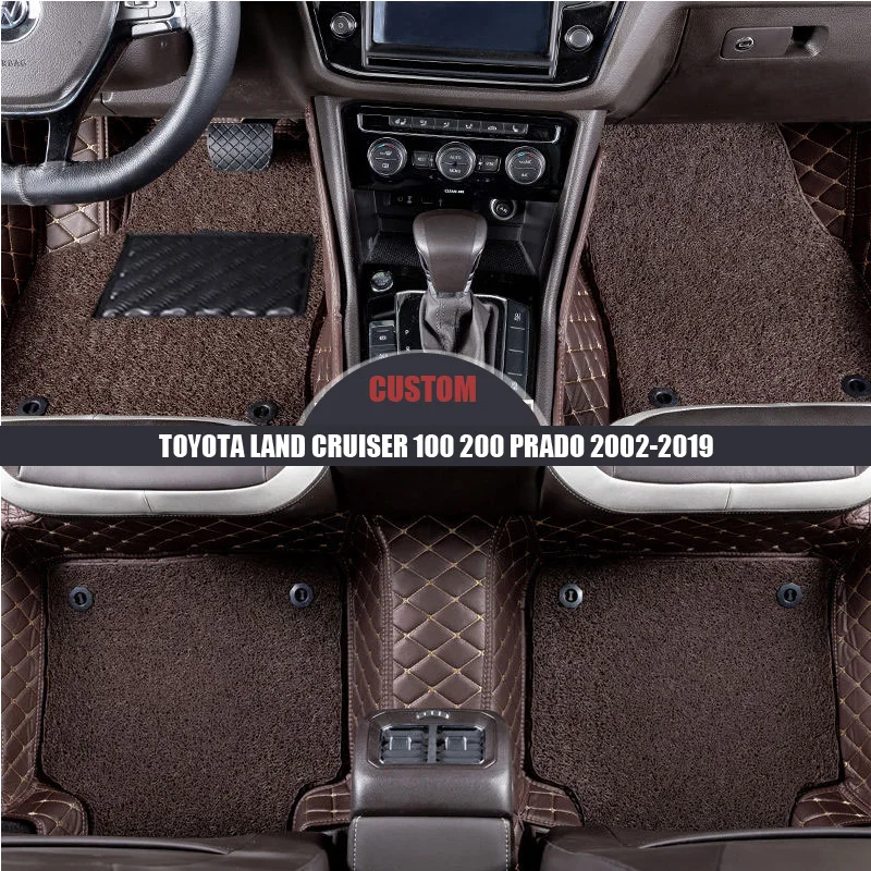 

Custom leather Car Floor Mats For TOYOTA Land Cruiser 100 200 prado 2002-2014 2015 2016 2017 2018 2019 car carpet car styling