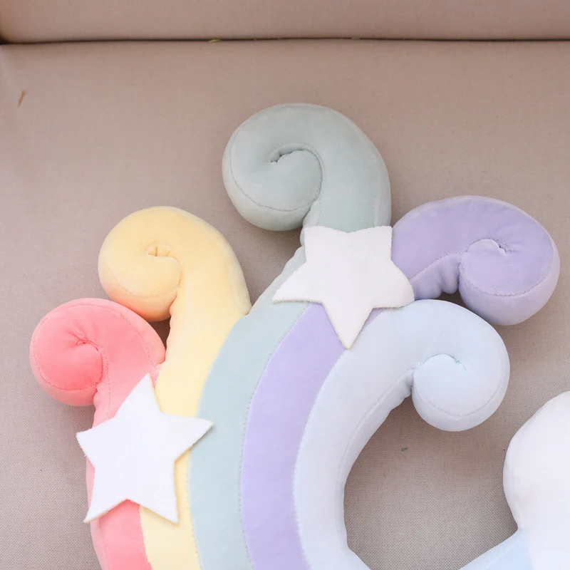 New Cute Sky Series Plush Toys Baby Sleeping Pillow Stuffed Moon Soft Shooting Star Rainbow Shell Cushion Room Decoration Gifts images - 6