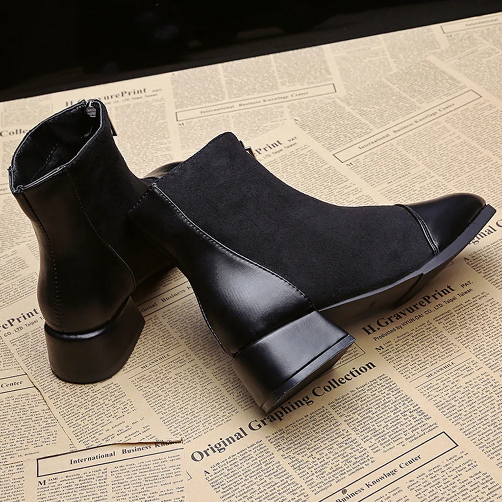 Женские замшевые ботинки повседневные однотонные ботильоны с круглым носком