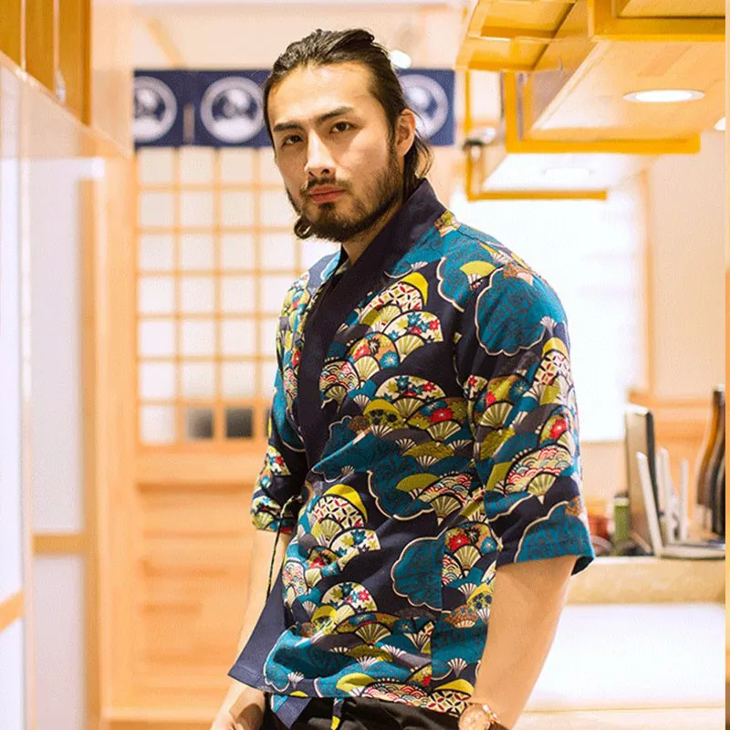 Японский шеф повар Куртка поварская одежда унисекс Для женщин мужчин Кухня