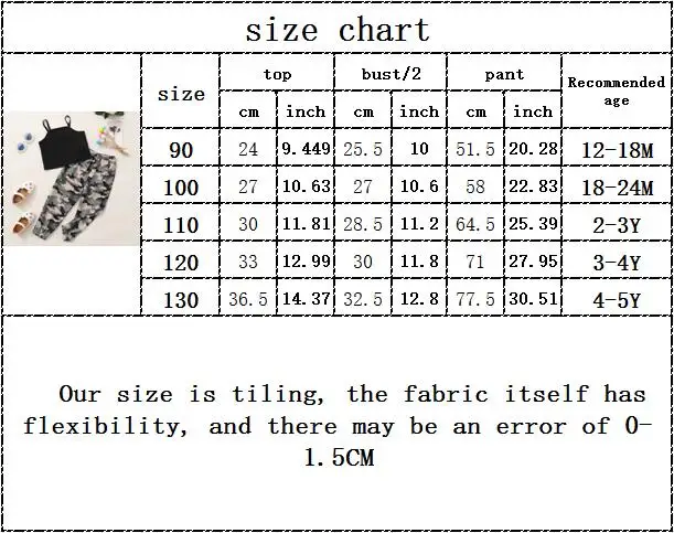 

Kids Baby Girls Summer Off Shoulder Solid Tops Vest Camouflage Long Pants Toddler Children Fashion Clothes Sets 2pcs 12M-5Y
