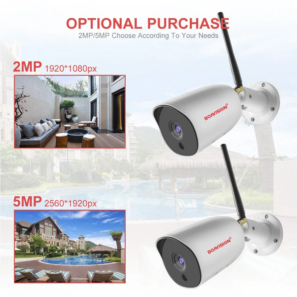 1080P 5MP IP Камера WI-FI Беспроводной открытый металлический Водонепроницаемый Пуля безопасности Камера ONVIF 2-полосная аудио Ночное видение 20 м для Iphone и Ipad